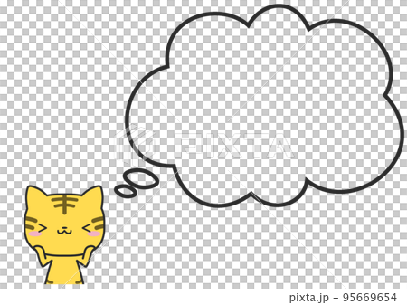 A tiger with a shy upper body and a simple fluffy balloon A tiger with a shy upper body and a simple fluffy balloon 95669654