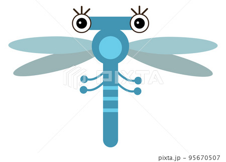 Dragonfly character. Cute cartoon winged blue insect 95670507
