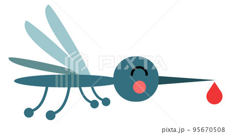 Mosquito icon. Funny little insect with blood drop 95670508