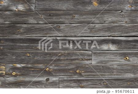 Rustic wood planks background. Old wood texture, wooden wall, natural aging, close up. Reclaim Wood Surface. Hardwood Grey Floor Or Table Or Door Or Celling Structure. Closeup. Copy Space. 95670611