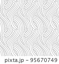 Vector black seamless linear pattern in minimalism style. Simple monochrome seamless pattern of thin smooth lines. 95670749