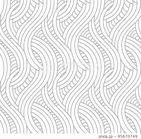 Vector black seamless linear pattern in minimalism style. Simple monochrome seamless pattern of thin smooth lines. 95670749