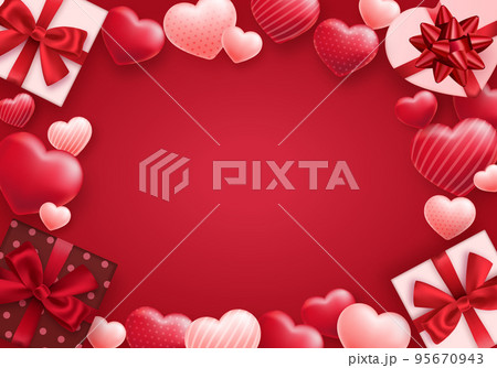 ハートとプレゼントボックスのバレンタインデーのイラスト背景(セール,バナー,プロモーション) ハートとプレゼントボックスのバレンタインデーのイラスト背景(セール,バナー,プロモーション) 95670943