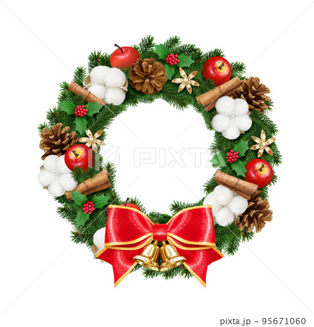 リアルなクリスマスリースのイラスト 95671060