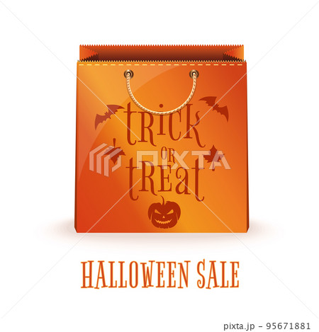 Orange paper shopping bag for Halloween. Big sale 95671881