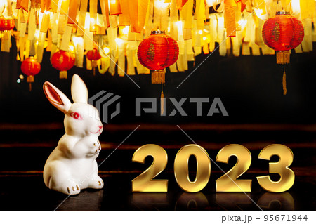 Chinese New Year 2023 - year of rabbit according to the lunar calendar, Chinese zodiac symbol Chinese New Year 2023 - year of rabbit according to the lunar calendar, Chinese zodiac symbol 95671944