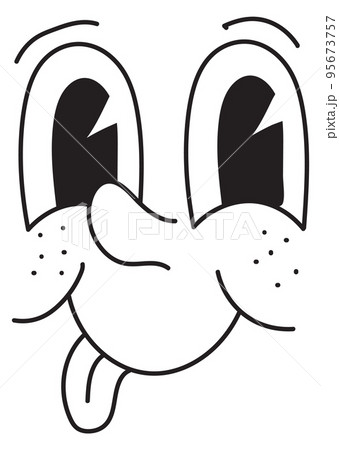 Playful face expression. Funny retro character emotion 95673757