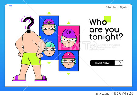 Who are you tonight - colorful flat design style banner Who are you tonight - colorful flat design style banner 95674320
