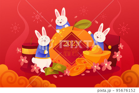 Happy new year greeting card or vector banner. 95676152