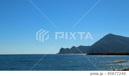Beautiful seascape, clear blue sea, pebble beach, mountains in distance, mediterranean Spain, Altea, gorgeous landscape background Beautiful seascape, clear blue sea, pebble beach, mountains in distance, mediterranean Spain, Altea, gorgeous landscape background 95677240
