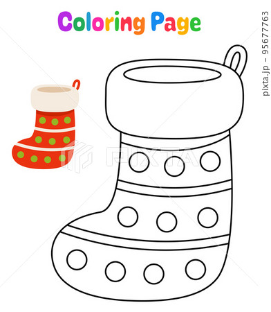 Coloring page with Christmas sock for kids 95677763