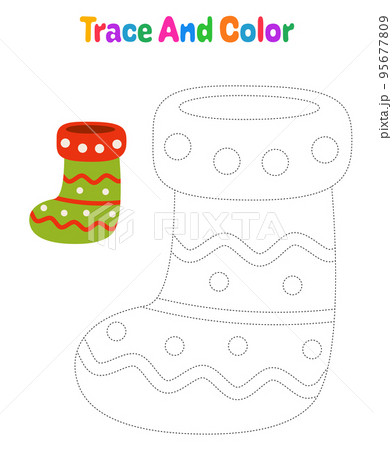 Christmas sock tracing worksheet for kids 95677809