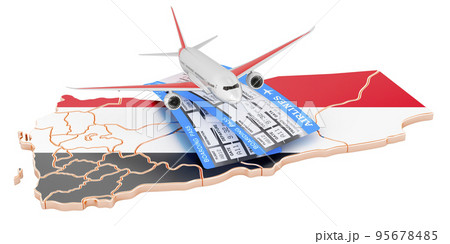 Flights to Yemen, travel concept. 3D rendering Flights to Yemen, travel concept. 3D rendering 95678485