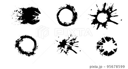 A large set of black ink, ink smears, stains, blots, brushes, lines, rough. Black brush strokes, elements of artistic design. Vector illustration. Isolated on white background. A large set of black ink, ink smears, stains, blots, brushes, lines, rough. Black brush strokes, elements of artistic design. Vector illustration. Isolated on white background. 95678599