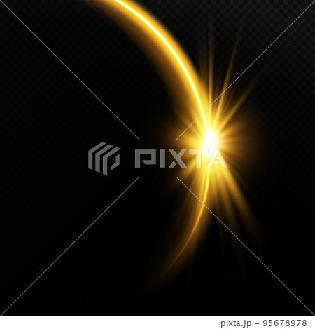 The edge of a golden solar eclipse on a black background. Golden eclipse for product advertising, natural phenomena, horror concept and others. The edge of a golden solar eclipse on a black background. Golden eclipse for product advertising, natural phenomena, horror concept and others. 95678978