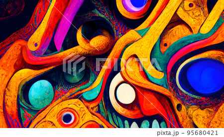abstract colorful fluorescent neon background, neural network generated art 95680421