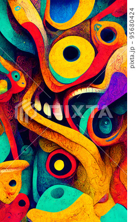 abstract colorful fluorescent neon background, neural network generated art 95680424