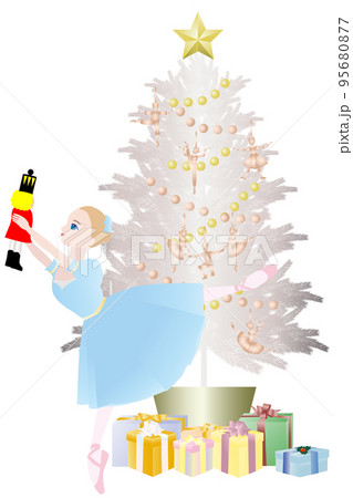 くるみ割り人形とクララと白いクリスマスツリー_アラベスク 95680877