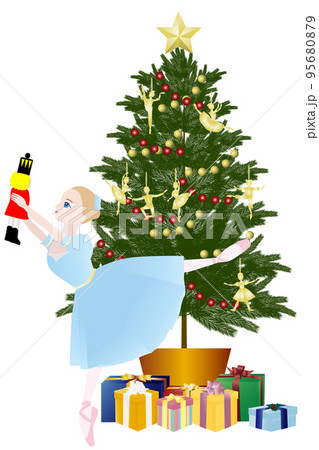 くるみ割り人形とクララとクリスマスツリー_アラベスク くるみ割り人形とクララとクリスマスツリー_アラベスク 95680879