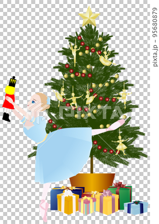 くるみ割り人形とクララとクリスマスツリー_アラベスク くるみ割り人形とクララとクリスマスツリー_アラベスク 95680879