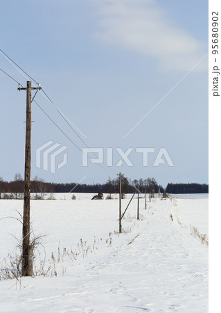 北海道 十勝地方 牧場のある風景(冬) 北海道 十勝地方 牧場のある風景(冬) 95680902