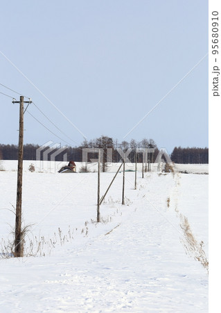 北海道 十勝地方 牧場のある風景(冬) 北海道 十勝地方 牧場のある風景(冬) 95680910