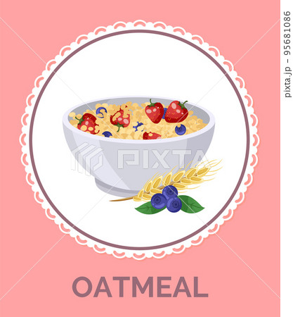 Oatmeal in white plate. Healthy breakfast granola, muesli, cereal with fruits in the deep bowl 95681086