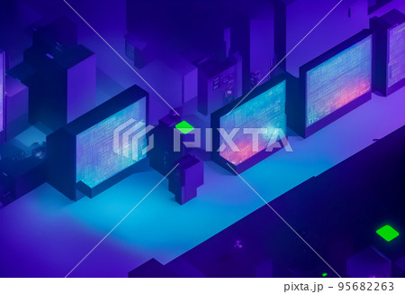 Abstract bussiness background, sci fi, innovation concept, neon lights 95682263