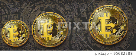 Bitcoin gold coin abstract background. Virtual cryptocurrency concept. bussiness 95682288