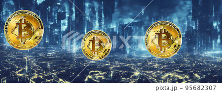 Bitcoin gold coin abstract background. Virtual cryptocurrency concept. bussiness 95682307