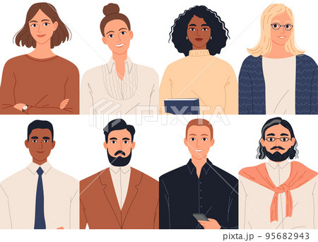 Portraits of diverse mixed age group of business professionals. Portraits of diverse mixed age group of business professionals. 95682943