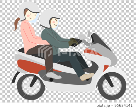 一個男人和一個女人騎著摩托車（踏板車） 95684141