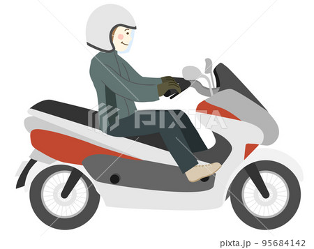 バイクに乗る男性（スクーター） 95684142