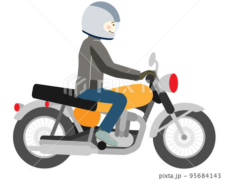 バイクに乗る男性（アメリカンバイク） 95684143