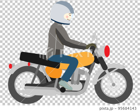 A man riding a motorcycle (American bike) 95684143