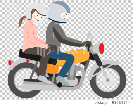 一男一女騎摩托車（美式自行車） 95684144