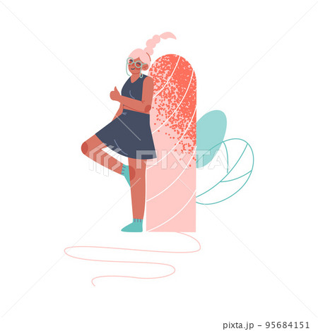 Period or Menstruation with Female Near Tampon Showing Thumb Up Vector Illustration 95684151
