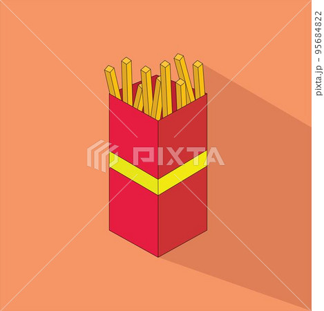 Icon of French Fries Takeaway with Shadow Vector Icon of French Fries Takeaway with Shadow Vector 95684822
