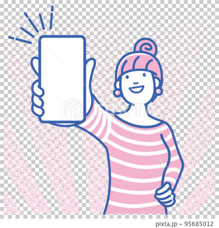 Casual young woman holding a smartphone and explaining 95685012