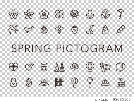簡單的春天主題象形圖圖標 95685103