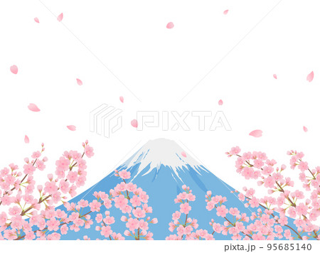 富士山と満開の桜_フレーム 95685140