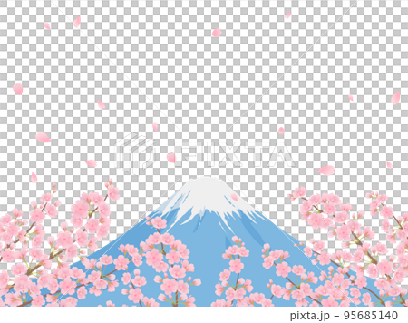 富士山と満開の桜_フレーム 95685140