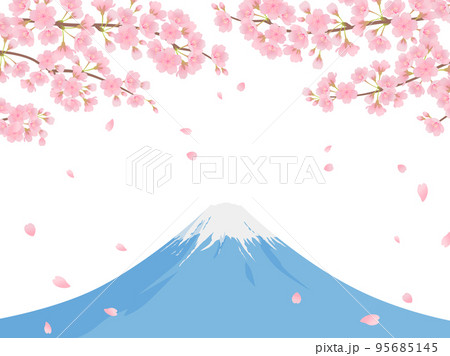 富士山と満開の桜_フレーム 95685145