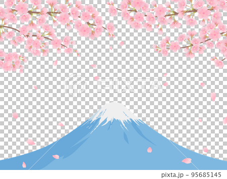 富士山と満開の桜_フレーム 95685145