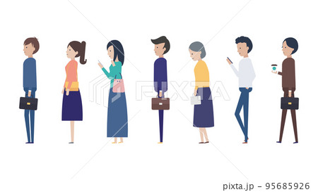 何の行列かわからなくても並ぶ日本人のイラスト素材 95685926