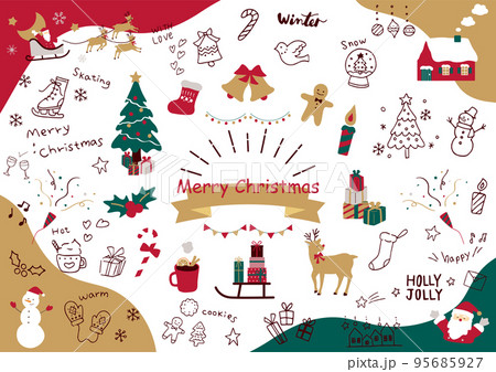 クリスマスのてがきアイコンセット 95685927