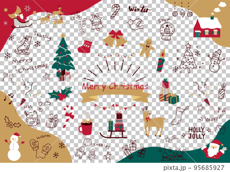 クリスマスのてがきアイコンセット 95685927