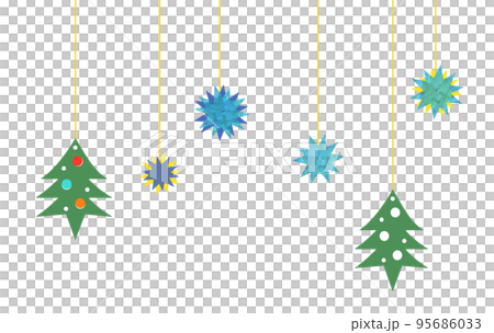 クリスマスツリーと星のガーランドのシンプルなイラスト 95686033