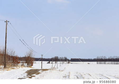 北海道 十勝地方 牧場のある風景(冬) 北海道 十勝地方 牧場のある風景(冬) 95686080