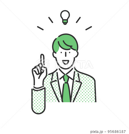 アイデアを思いついた男性のビジネスパーソンの男性のイラスト素材 95686187
